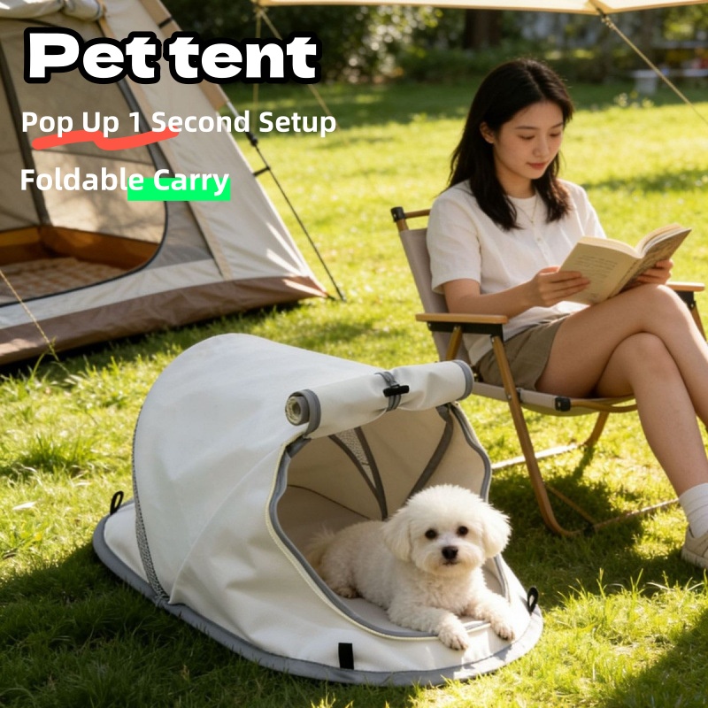 Outdoor Adventure Tent - เต็นท์สุนัขแบบพกพา กันแดด ระบายอากาศ กันน้ำ บ้านสัตว์เลี้ยงแบบพับได้ สำหรับสุนัขขนาดเล็กถึงกลาง