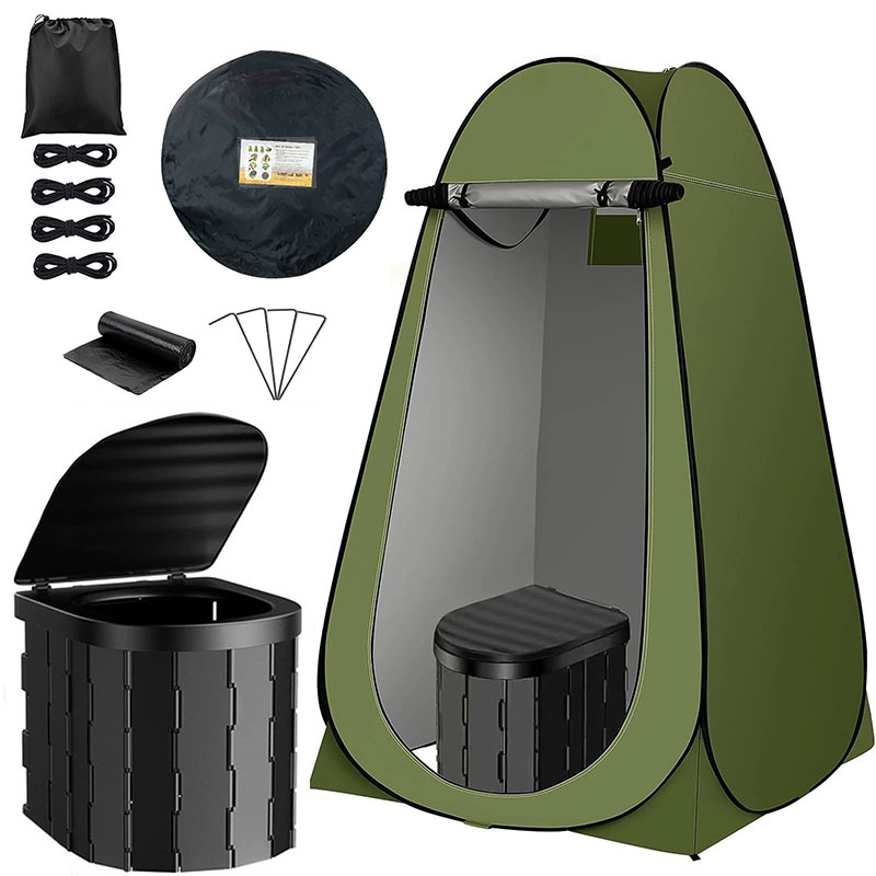 Outdoor Adventure Tent - ‌ เต็นท์ห้องน้ําป๊อปอัพแบบพกพาที่พักพิงความเป็นส่วนตัวสําหรับการตั้งแคมป์ RV และการเดินทางกลางแจ้ง - ชุดพับได้ล้างทําความสะอาดได้พร้อมถุงสุขาภิบาล