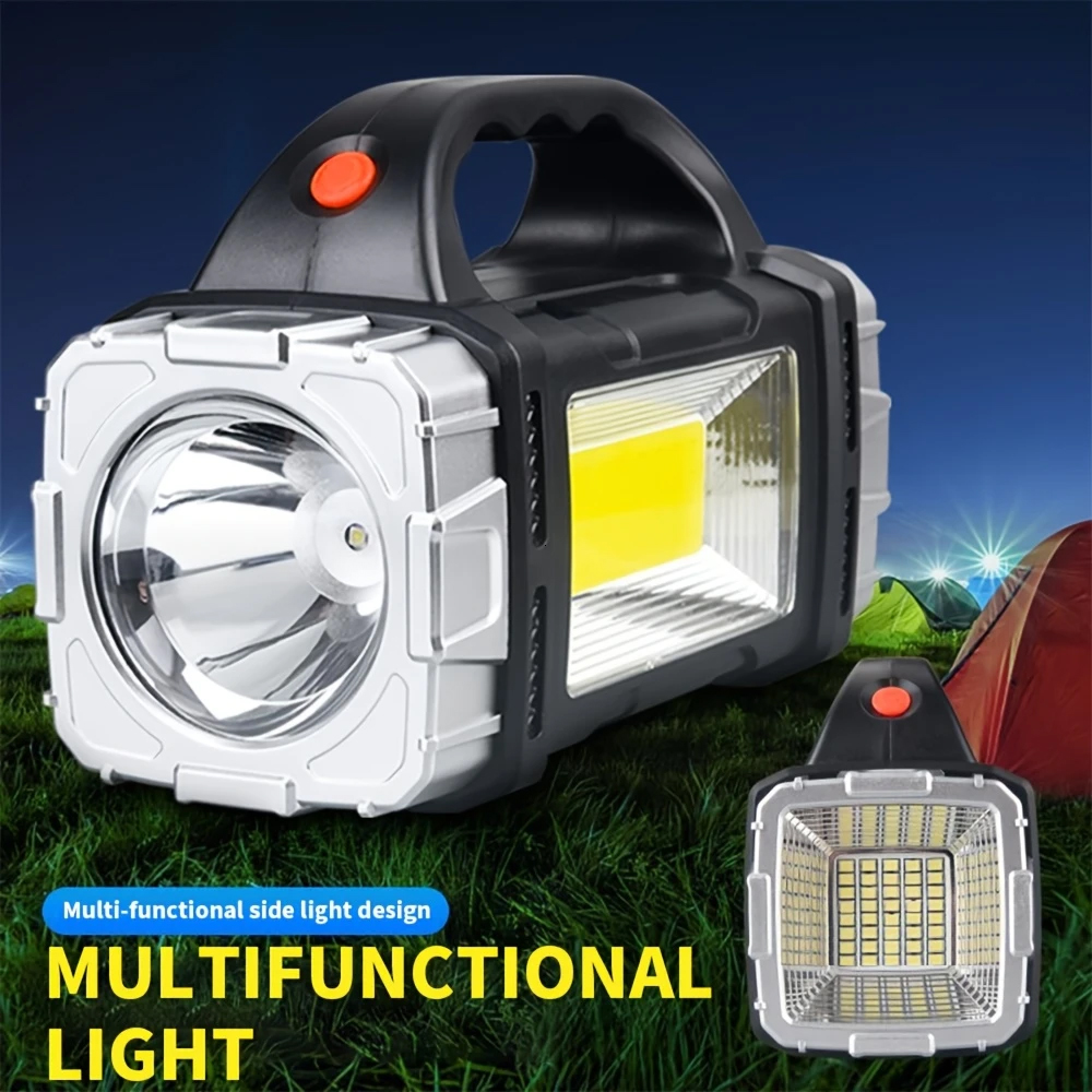 Outdoor Adventurer - ไฟฉายแบบพกพาที่มีประสิทธิภาพแบบชาร์จไฟได้ผ่าน USB ไฟ LED พลังงานแสงอาทิตย์พร้อมไฟทำงานแบบ COB