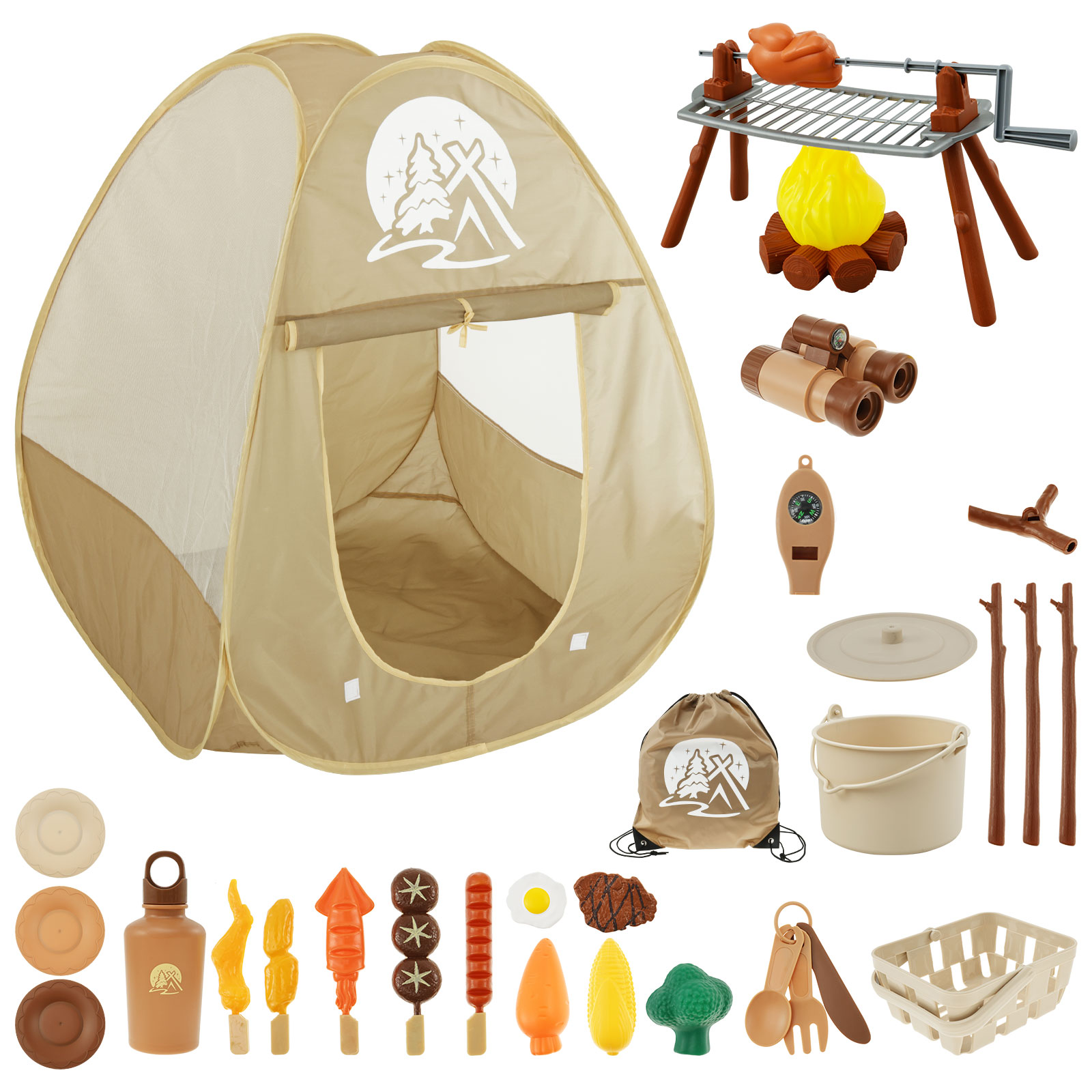 Outdoor Adventure Kit For Kids - เด็กตั้งแคมป์ชุดของเล่นเต็นท์ป๊อปอัพเด็กเล่นเต็นท์ชุดแบบพกพาในร่มกลางแจ้งเด็กตั้งแคมป์ผจญภัย Playset สําหรับเด็กเล่น