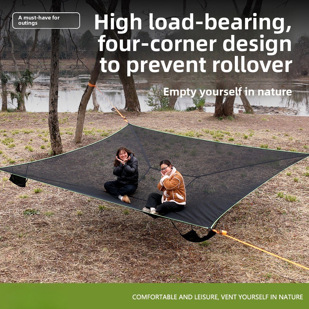Outdoor Adventure Tent - เปลญวนแบบพกพาสี่มุมสำหรับตั้งแคมป์, เตียงลมแบบแขวนสำหรับหลายคน เหมาะสำหรับการผจญภัยกลางแจ้งในป่า