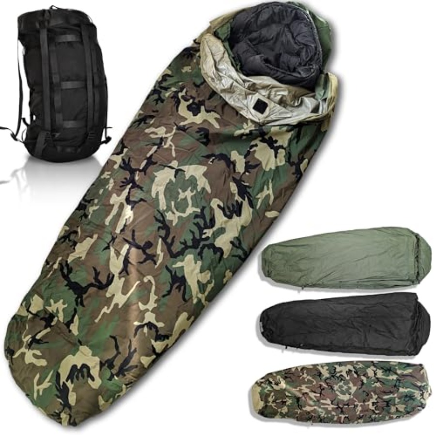 Bivy Sack Lightweight - ระบบถุงนอนทหารสำหรับอากาศหนาว: กันน้ำ น้ำหนักเบา ชุดแบบแยกส่วน 4 ส่วน
