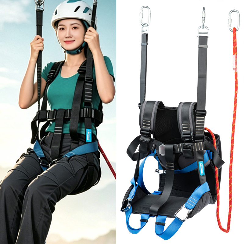 Outdoor Adventure Zipline - ที่นั่งนิรภัยสำหรับซิปไลน์กลางแจ้งที่สูงพิเศษ, บริการผจญภัยในพื้นที่ชมวิวพาราไกลเดอร์พร้อมชุดสายรัดนิรภัยสำหรับการเล่นชิงช้าบนหน้าผา, P991