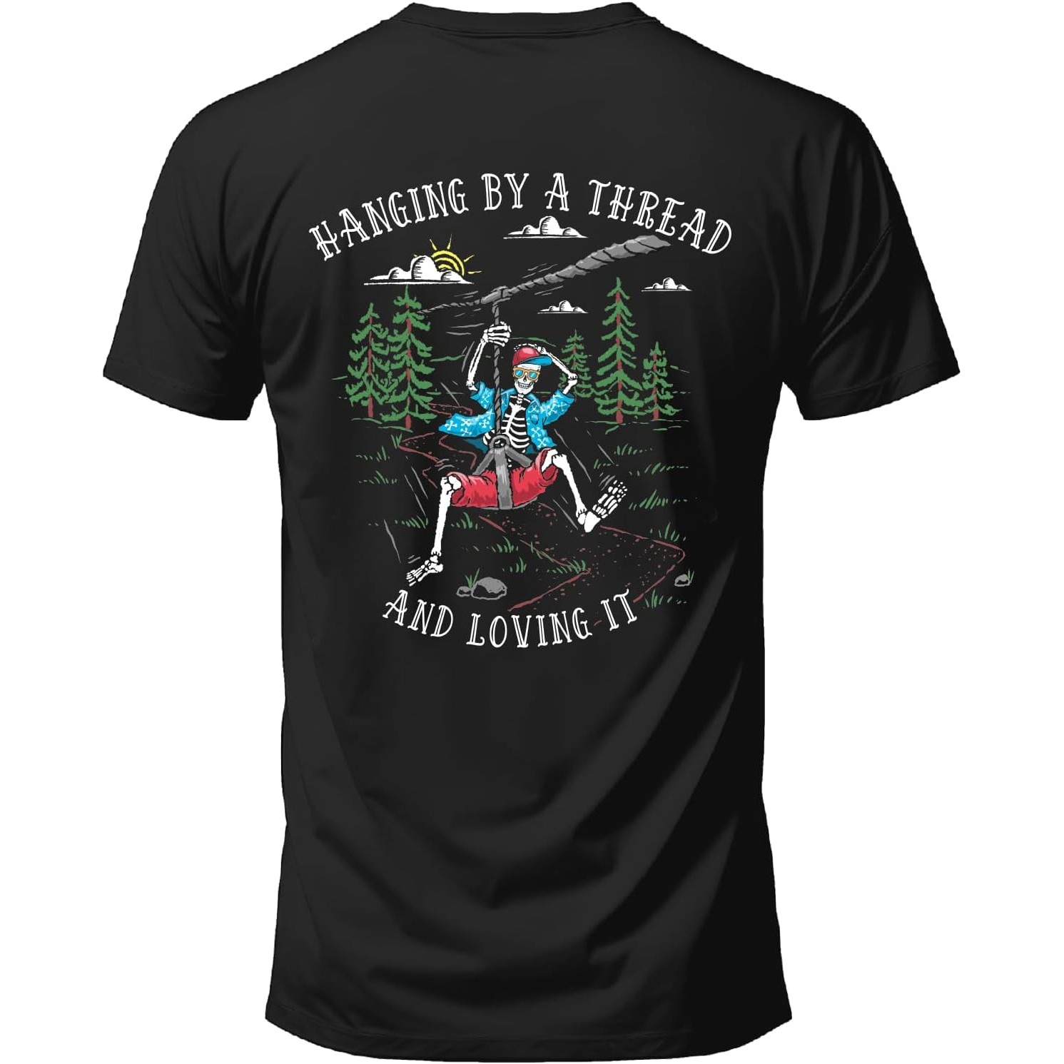 เสื้อยืดกราฟิกลายโครงกระดูกแขว - Outdoor Adventure Zipline บทวิจารณ์และราคา