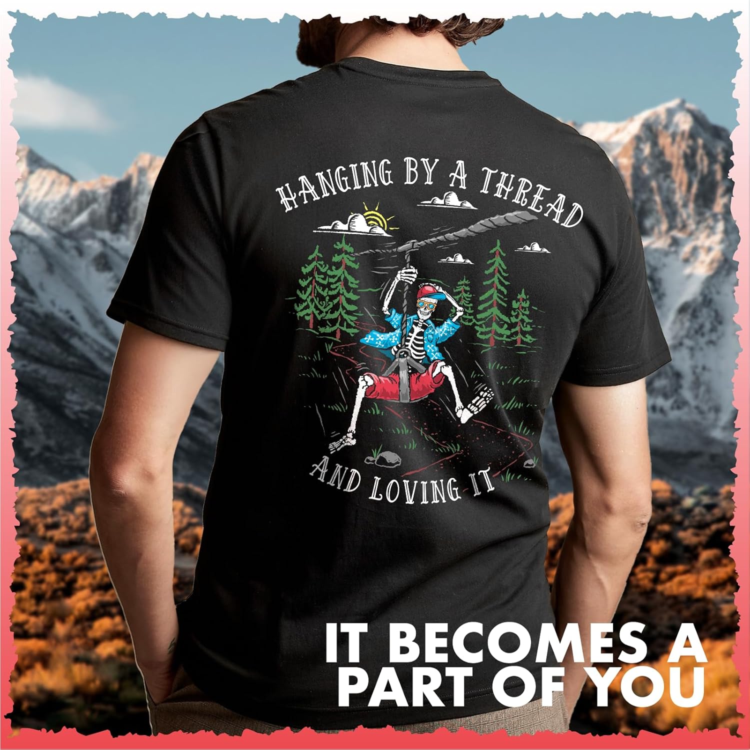 เสื้อยืดกราฟิกลายโครงกระดูกแขว - Outdoor Adventure Zipline บทวิจารณ์และราคา
