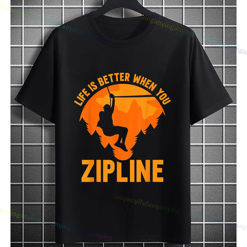 เสื้อยืดลายกราฟิกการผจญภัยตลกๆ - Outdoor Adventure Zipline บทวิจารณ์และราคา